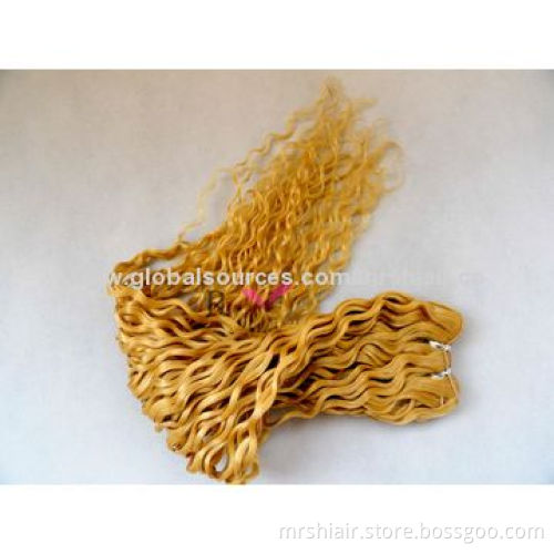 Curly Wave 20-Inch Blond Color Human Hair Weave